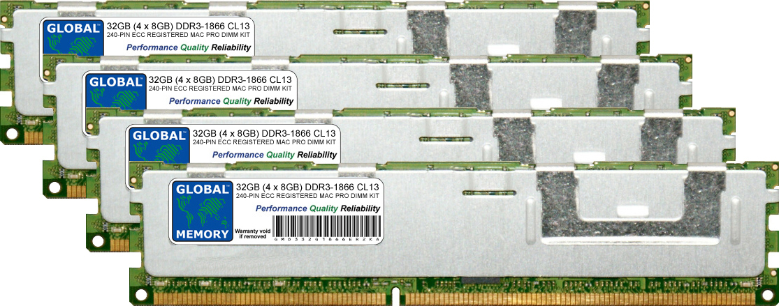 32GB (4 x 8GB) DDR3 1866MHz PC3-14900 240-PIN ECC REGISTERED DIMM (RDIMM) MEMORY RAM KIT FOR APPLE MAC PRO (LATE 2013) - Click Image to Close